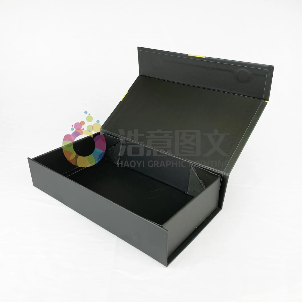 Wholesale Printed Customized Black Magnet Folding Gift Cosmetic Packaging Box for Clothing Watch Shoe Packing Storage Shipping Boxes