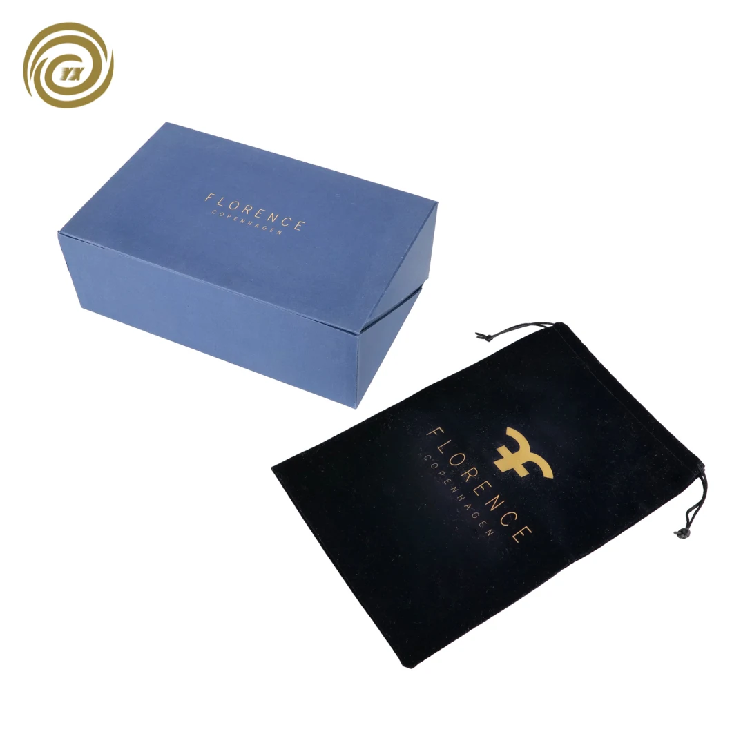 Blue Magnet Close Shoe Box Gift Box with Velvet Bag Packaging