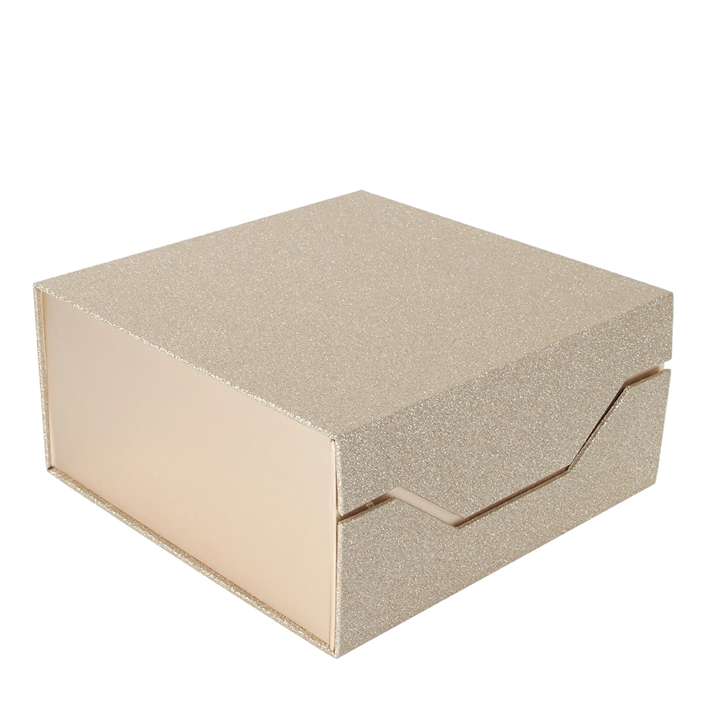 Custom Folding Gold Glitter Special Paper Gift Box for Cosmetic Products Packaging with Magnet