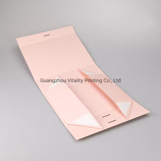Custom Logo Luxury Pink Box Ribbon Closures Book Shaped Foldable Packaging Gift Boxes for Perfume/ Clothes/ Shoe/ Cosmetic