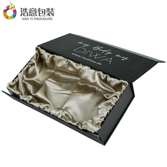 Wholesale Printed Customized Black Magnet Folding Gift Cosmetic Packaging Box for Clothing Watch Shoe Packing Storage Shipping Boxes