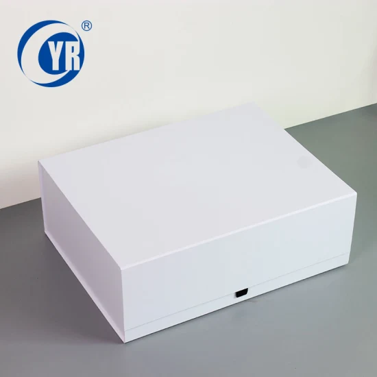 Custom Luxury White Magnet Flap Clothing Paper Box Foldable Magnetic Closure Gift Boxes with Black Ribbon